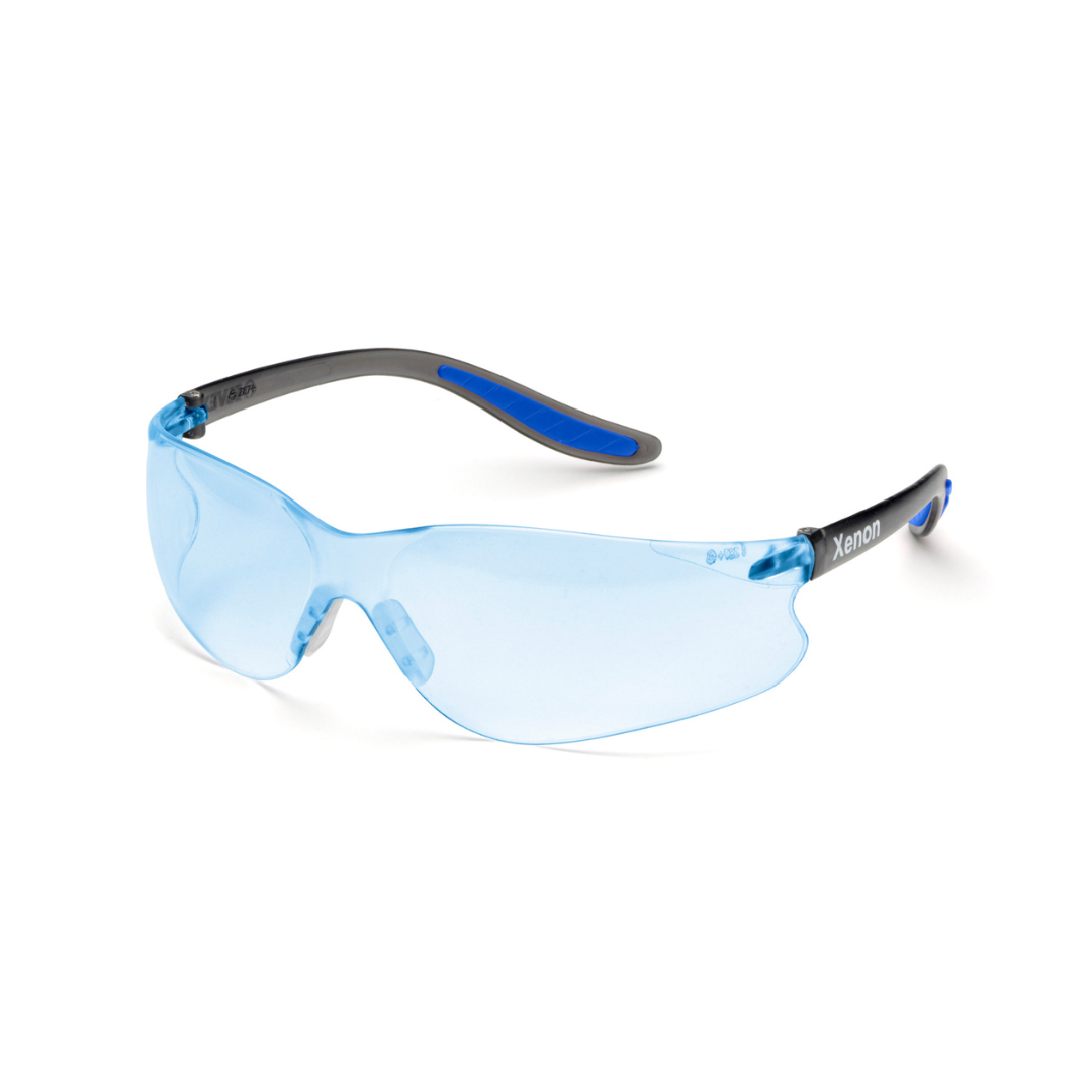 thumbnail interactive-video image 1 of Delta Plus RSG100 Safety Glasses - Gloss Black Frame, Sky Blue Mirror Lens 1 of 4