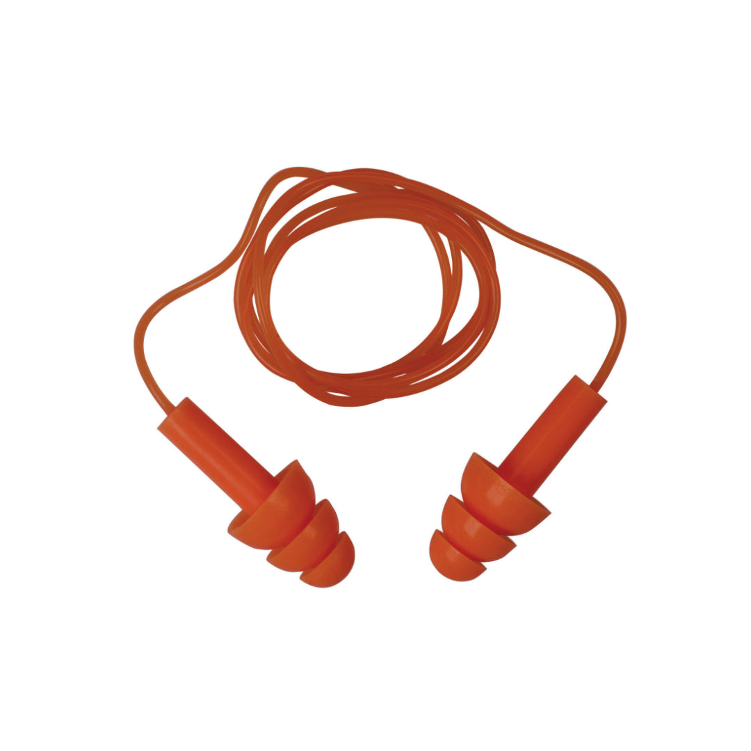 Delta Plus CONICFIT100OR Orange Corded Silicone Earplugs, Universal Fit, Dispenser Box of 100