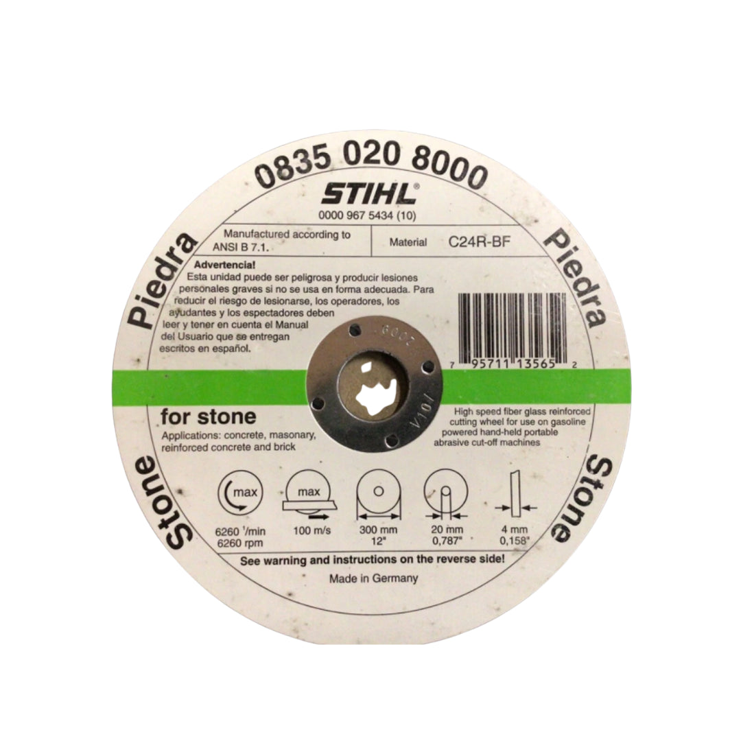 Stihl 0835 020 8000 GP Stone Wheel, Concrete - 20mm x 12"