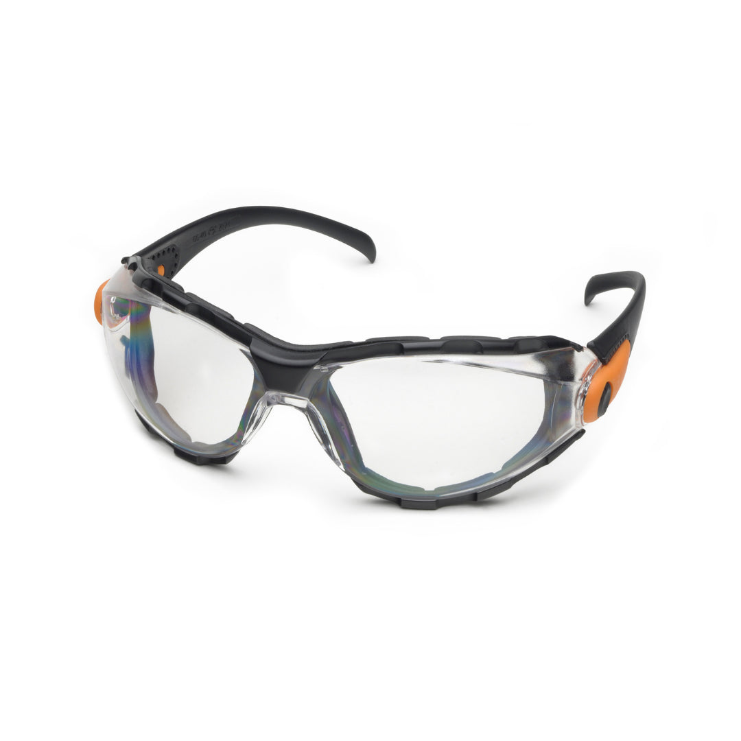 Delta Plus GG-40C-AF Go-Specs Black/Orange Safety Glasses w/ Clear Anti-Fog Lens