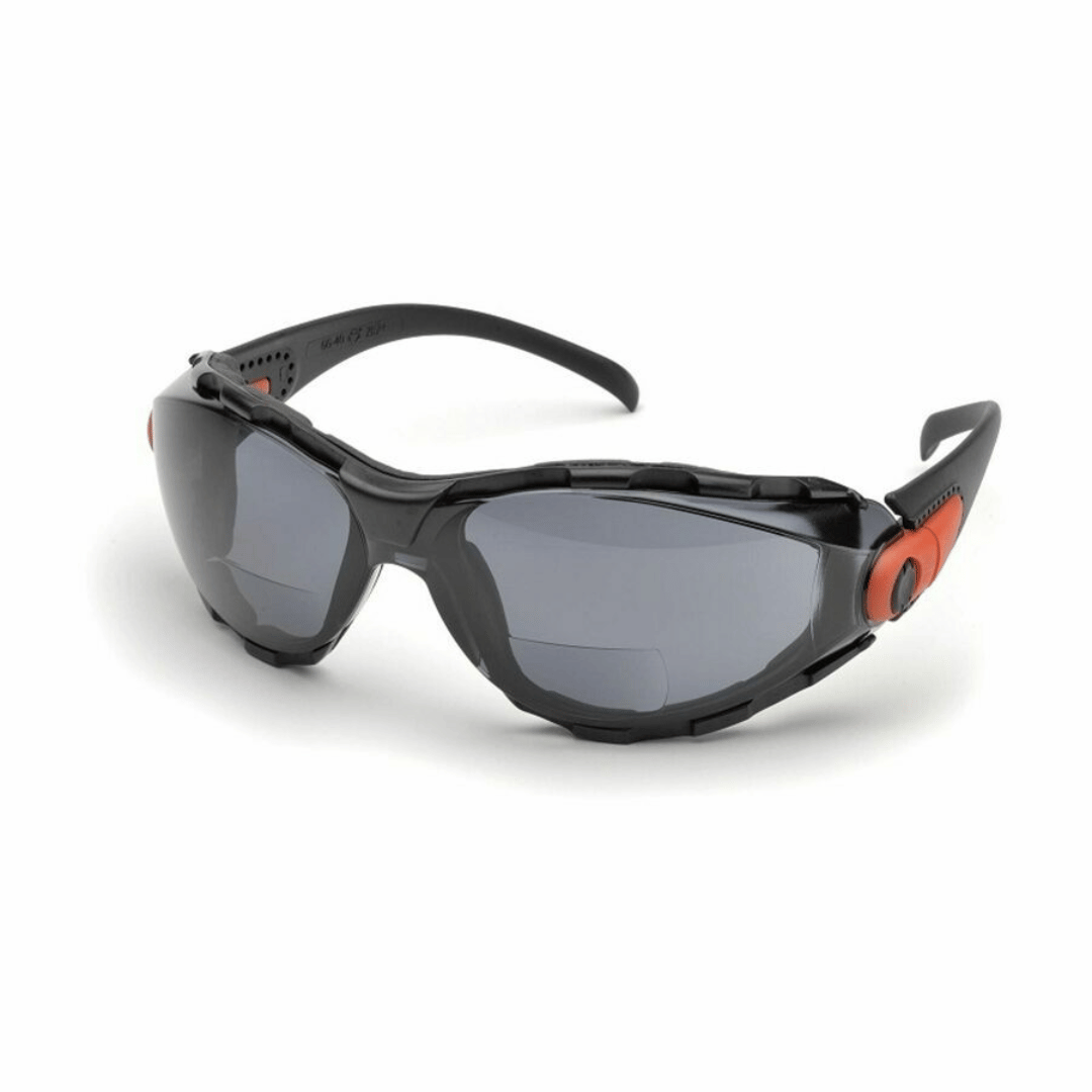 Delta Plus WELRXGG40GAF20 Go-Specs Black/Orange Safety Glasses w/ Grey Anti-Fog +2.0 Lens