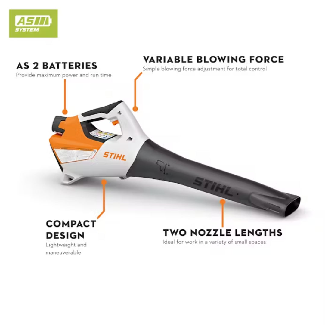 Stihl BGA 30 Cordless Blower Set w/ (2) AS2 Batteries & AL1 Charger, 5N 96MPH