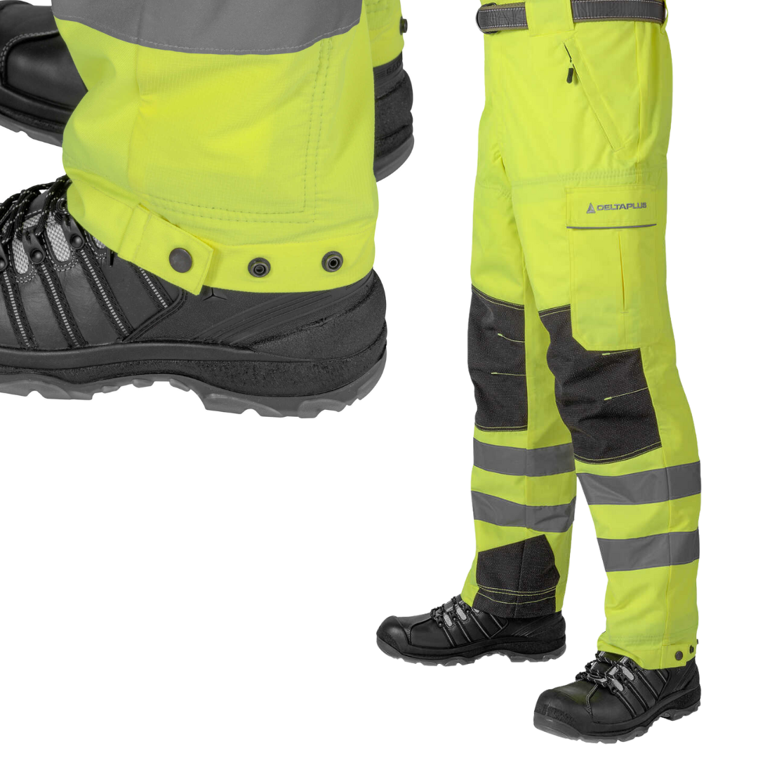 Delta Plus WELJEAP2L31 HiViz ArborPants, 420 Denier, Water Resistant, Black, Large, 35"-41" x 31"