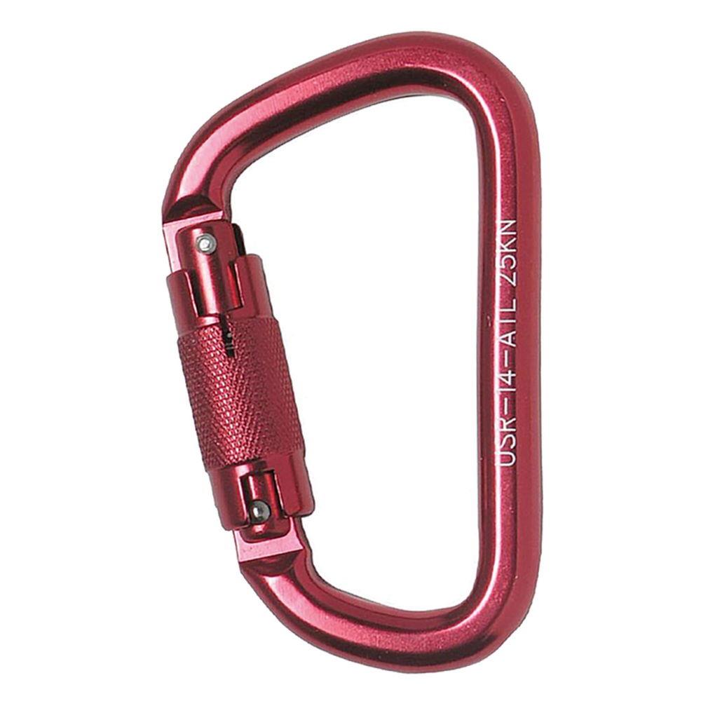 US Rigging Supply USR-14-ATL Carabiner, Modified-D Rescue Twist-Lock Aluminum, Red