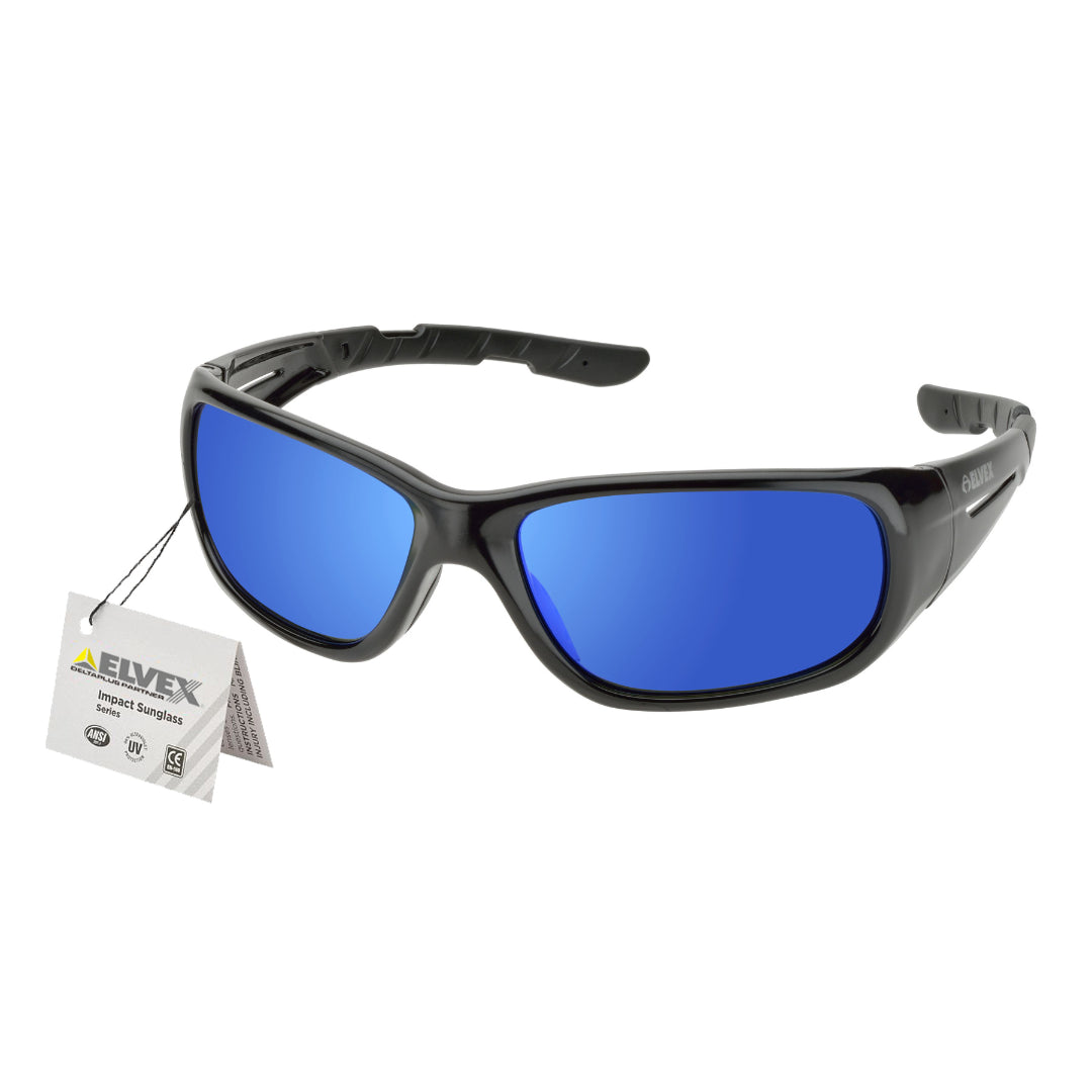 Delta Plus RSG100 Black Safety Glasses w/ Sky Blue Mirror Lens